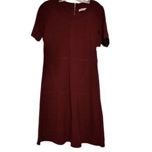 New Athleta En Route Dark Burgundy Short Sleeve A-line Dress S